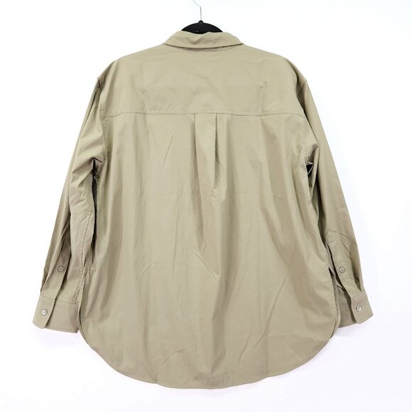 Athleta Midday Relaxed Poplin Performance Button Up Shirt Women's Medium Green - Picture 3 of 16